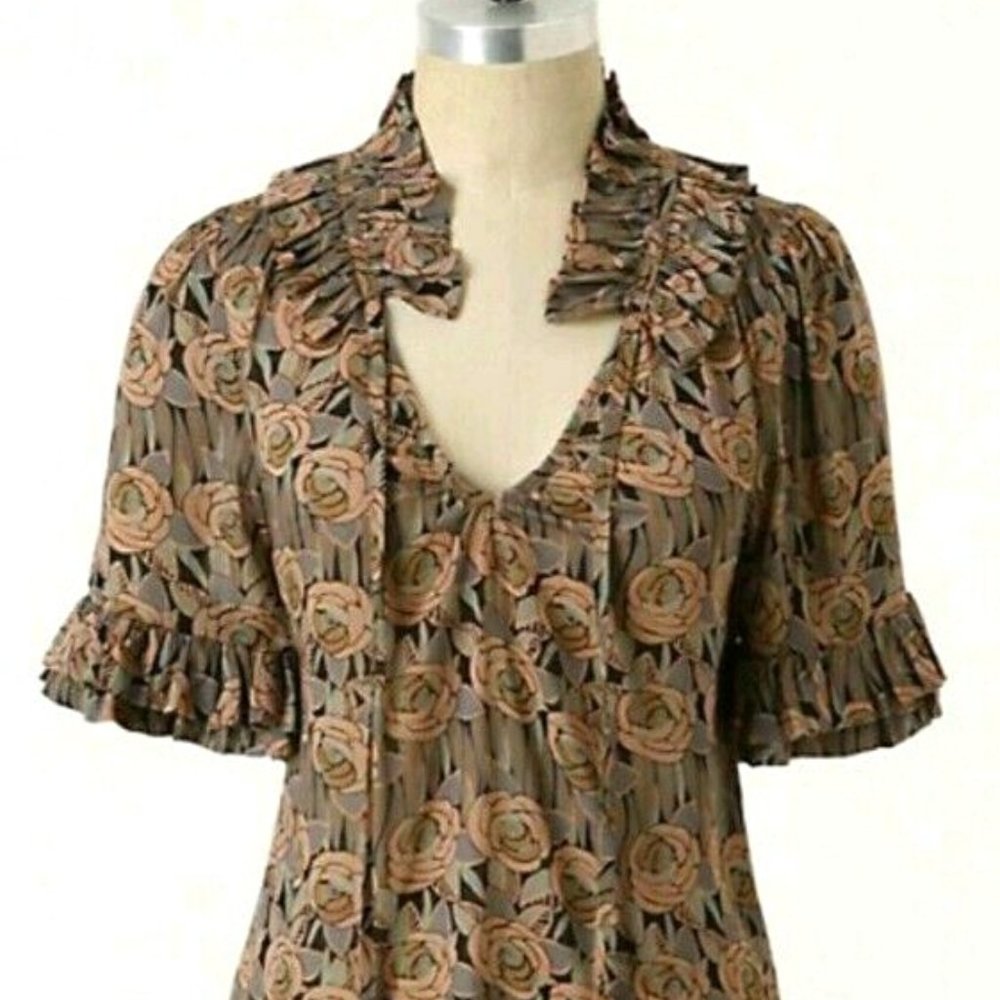 Anthropologie Odille Bianka Floral Blouse, Size 14